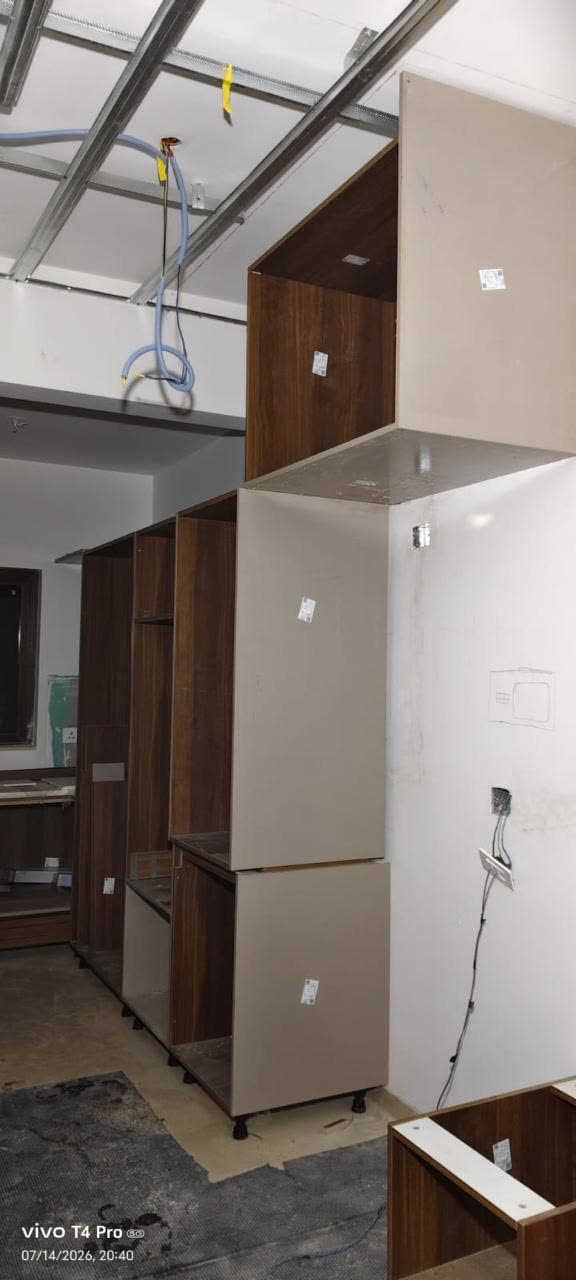 Tall modular units being installed