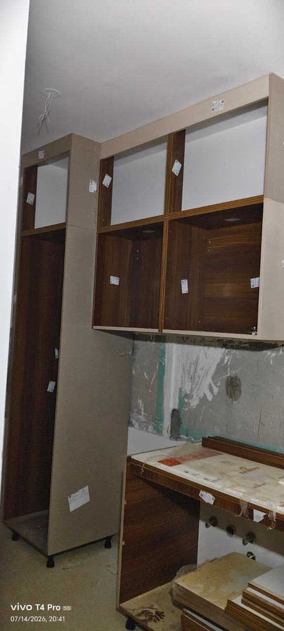 Kitchen wall units and counter in progress