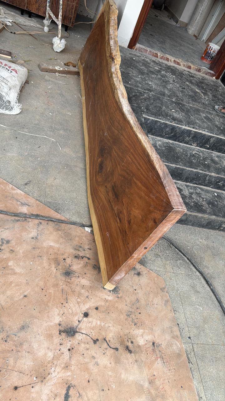 Live-edge wood slab ready for fitting